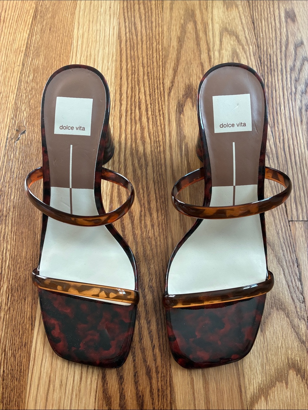 Dolce Vita Tortoiseshell Double-Strap Slide Mules - Brown/Amber